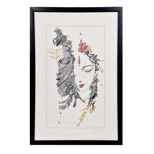 Machine embroidered Shiv Shakti wall art — 31,088 stitches on canvas by Embroidist