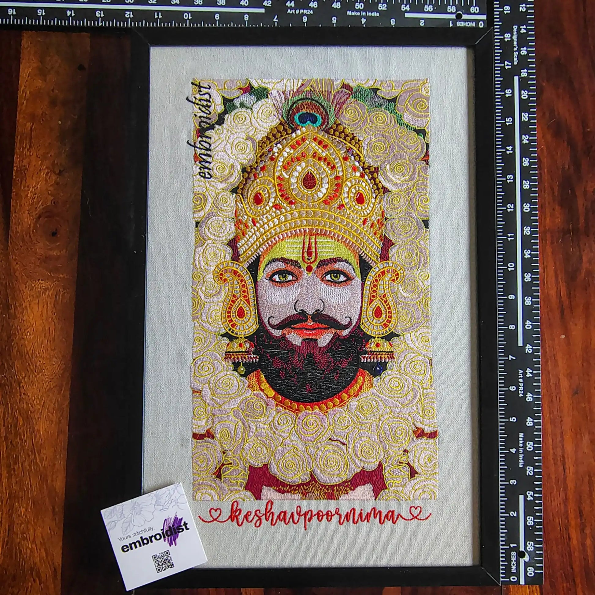 Khatu Shyam Ji embroidery image measurement wall art at embroidist