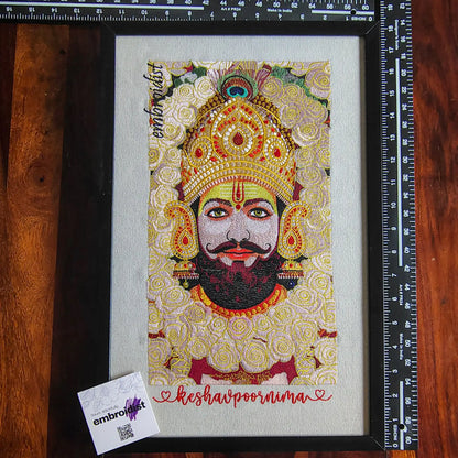Khatu Shyam Ji embroidery image measurement wall art at embroidist
