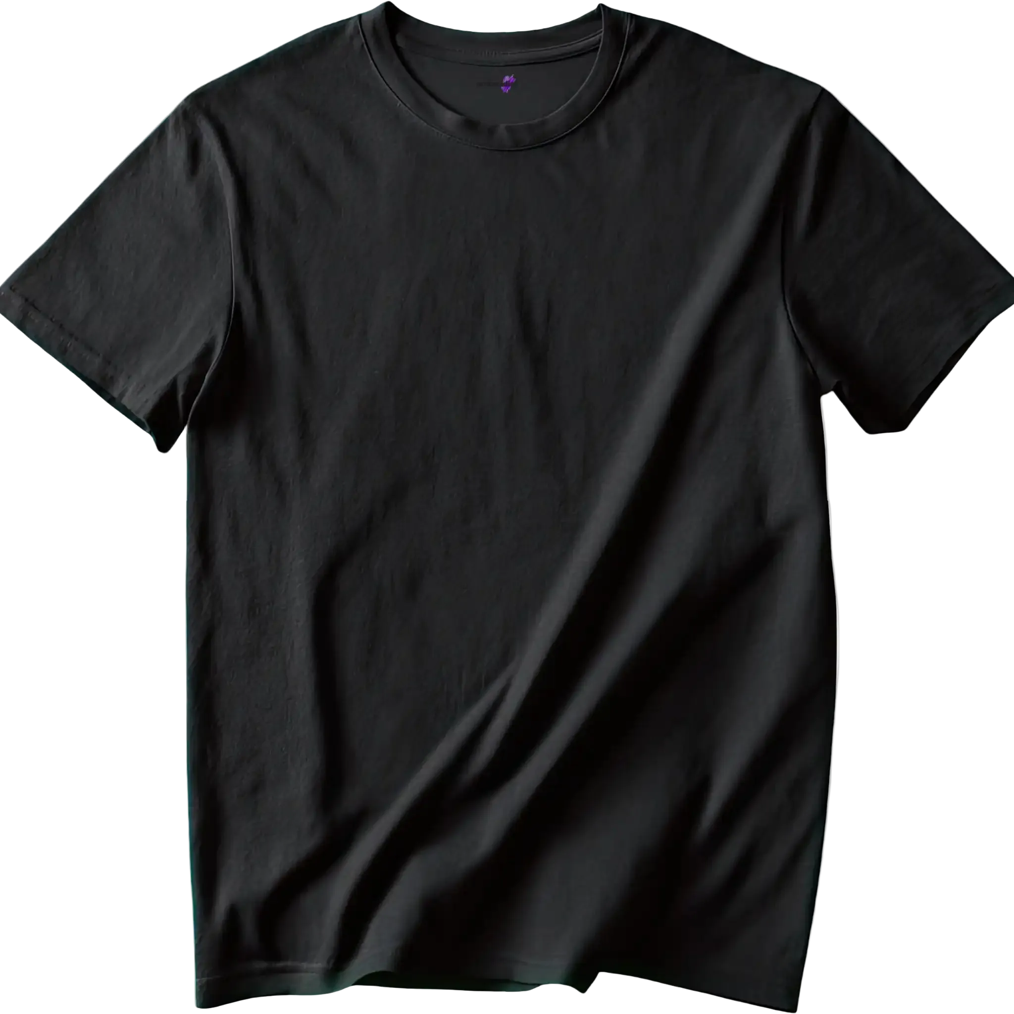 Black t-shirt on a white background