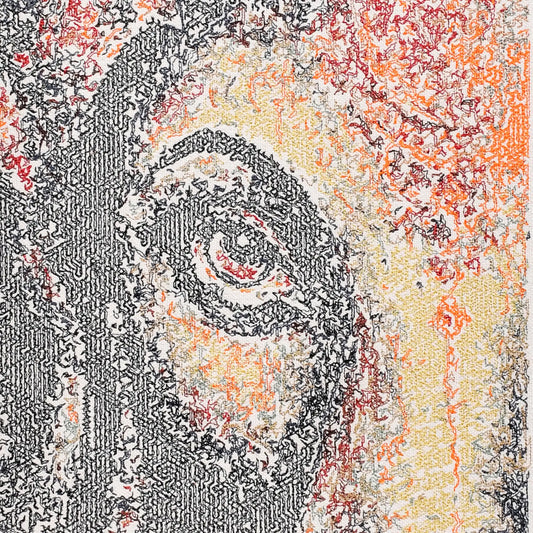 Close up of Lord Ganesha thread embroidery portrait detail — spiritual wall art by Embroidist