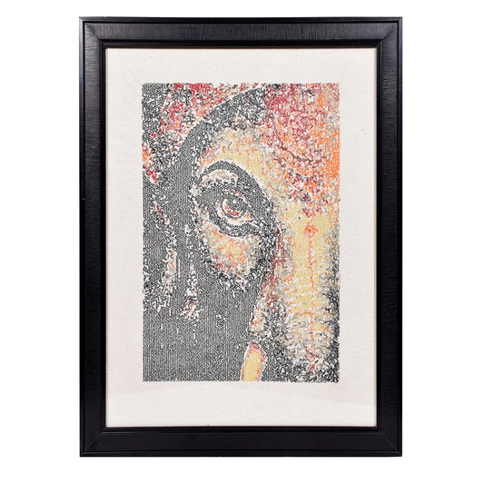 Machine embroidered Ganesha photostitch wall art — 1,20,349 stitches on canvas by Embroidist