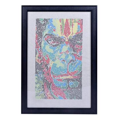 Machine embroidered Hanumanji photostitch wall art — 1,27,492 stitches on canvas by Embroidist