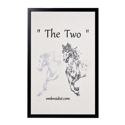 Machine embroidered two horses wall art — 28,328 stitches on canvas by Embroidist