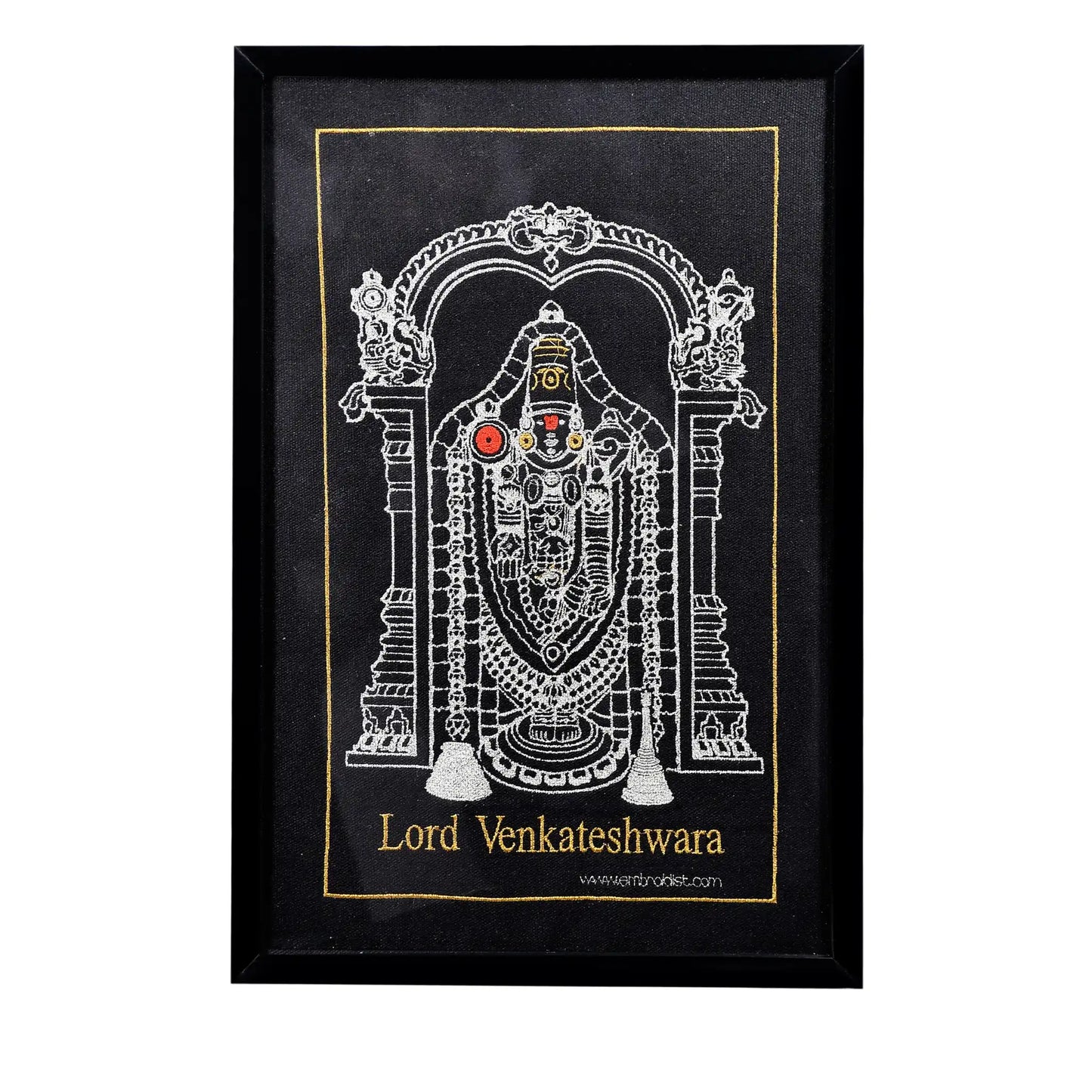 Machine embroidered Lord Venkateshwara Tirupati wall art — 1,14,120 stitches on canvas by Embroidist
