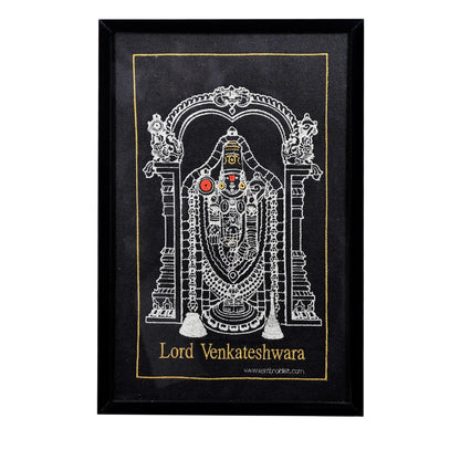 Machine embroidered Lord Venkateshwara Tirupati wall art — 1,14,120 stitches on canvas by Embroidist