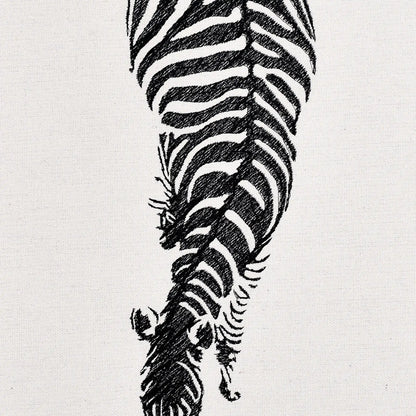 Close up of zebra thread embroidery detail — wildlife wall art by Embroidist