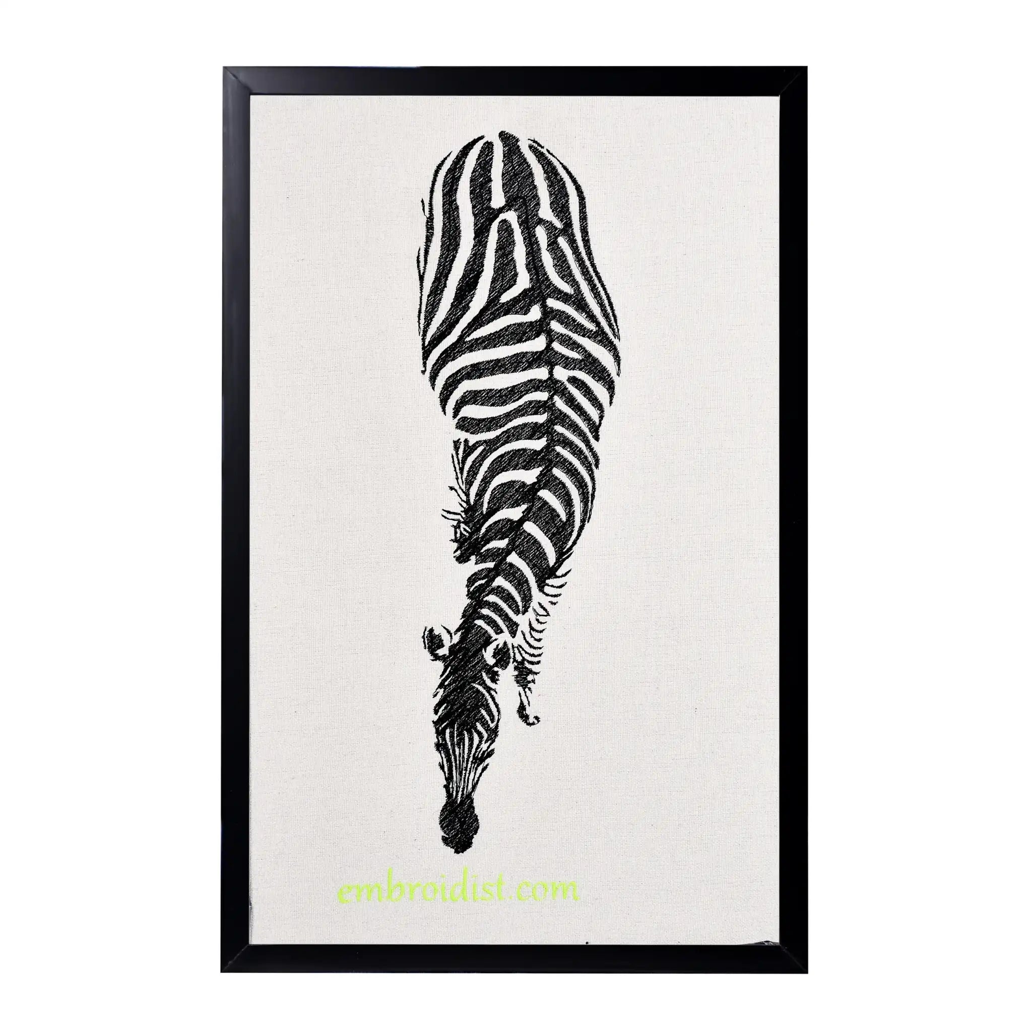 Machine embroidered zebra eagle view wall art — 32,756 stitches on canvas by Embroidist