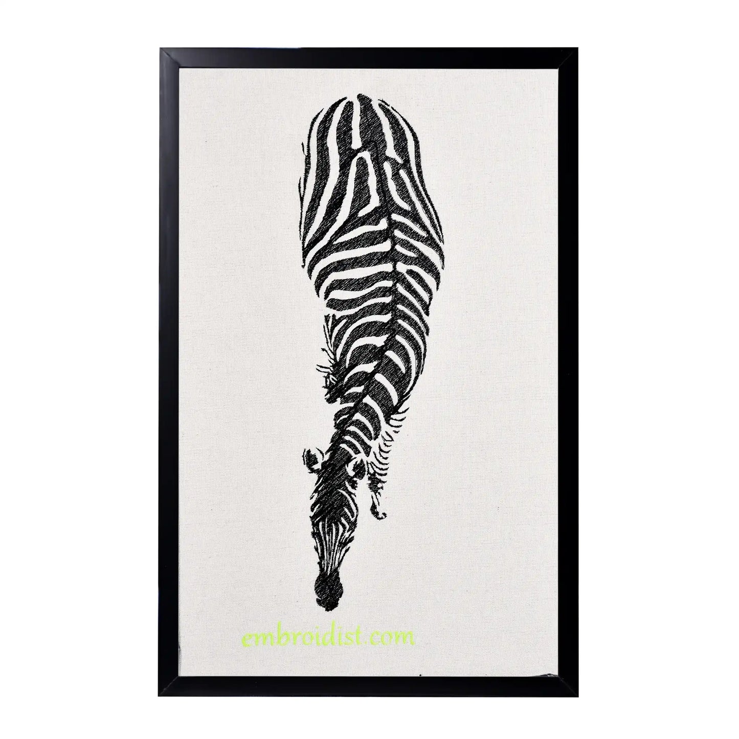 Machine embroidered zebra eagle view wall art — 32,756 stitches on canvas by Embroidist