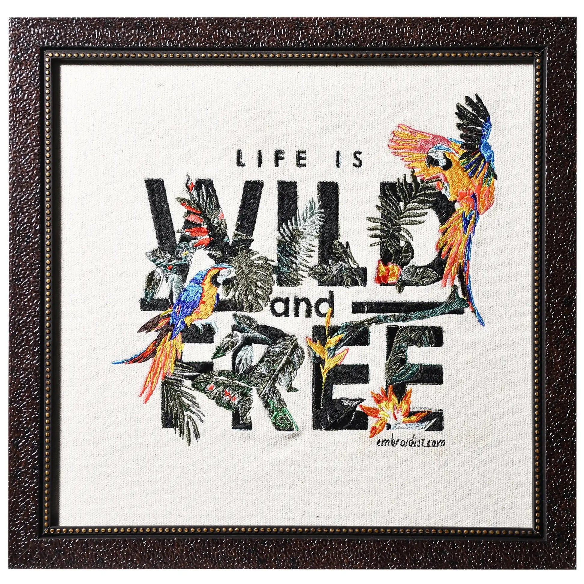 Machine embroidered wildlife wall art — 1,24,810 stitches on canvas by Embroidist