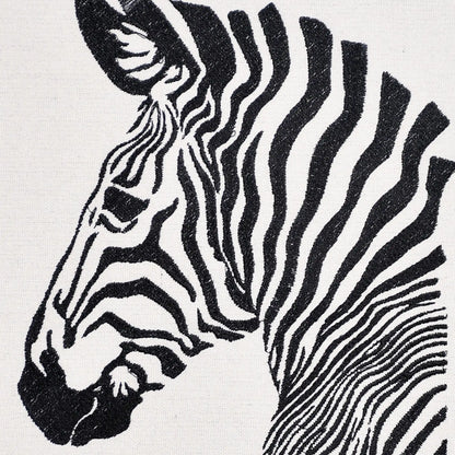 Close up of zebra stripe thread embroidery detail — wildlife wall art by Embroidist