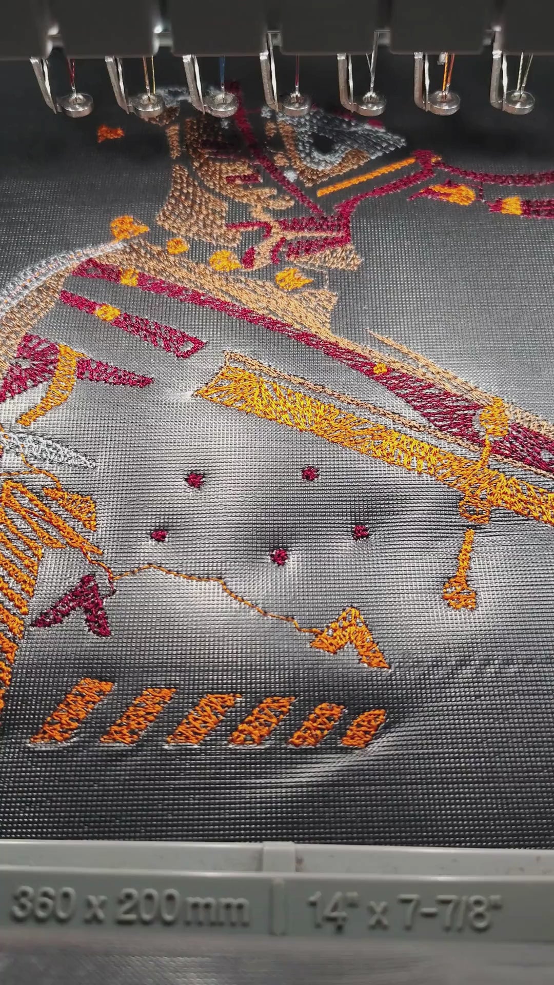 Decorated Nandi bull with Incredible India text on dark background, 56,339 stitches, framed embroidered wall art handcrafted in India by Embroidist