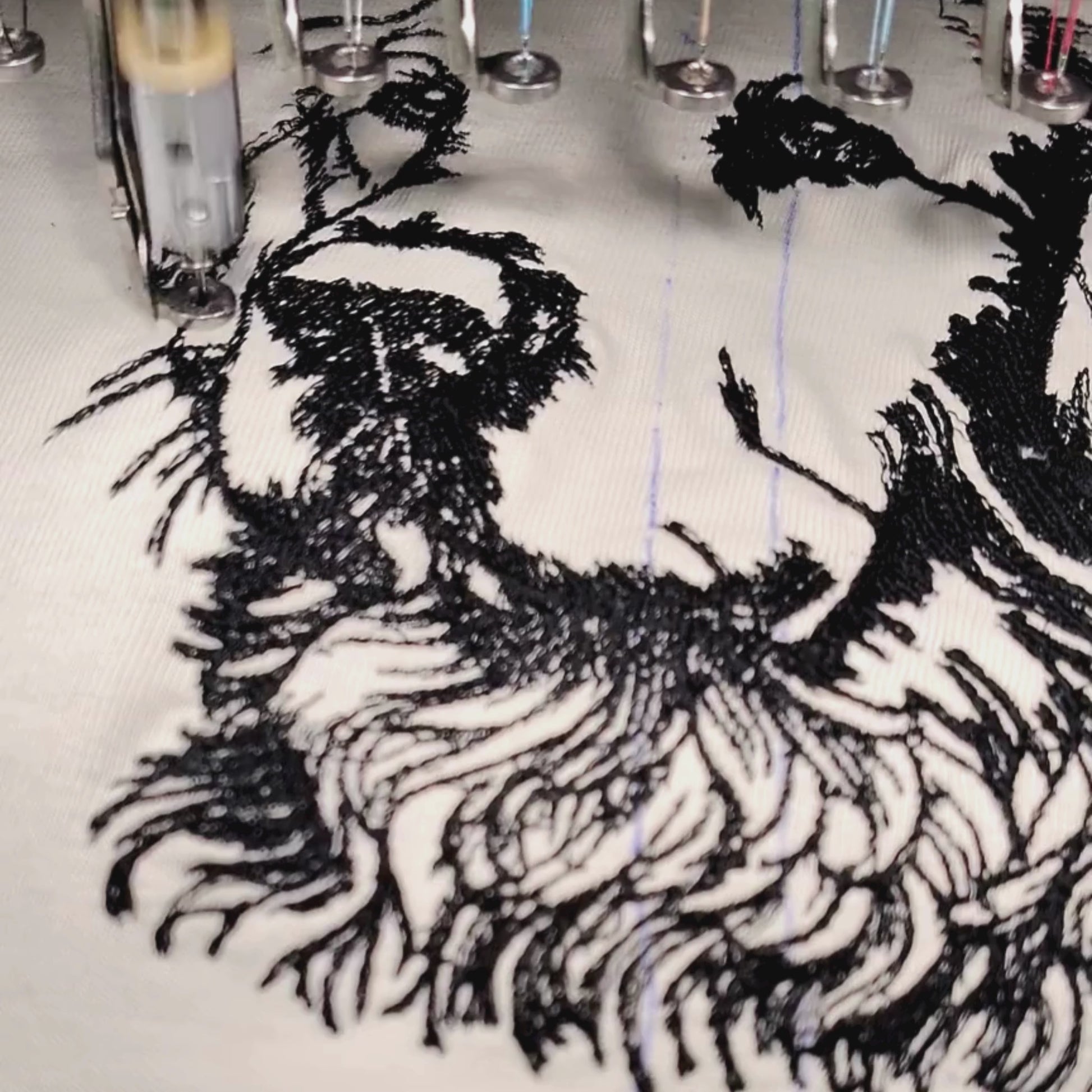 Machine embroidery process video — Golden Retriever Fur and Love t-shirt being stitched on Brother PR-1055X — Embroidist